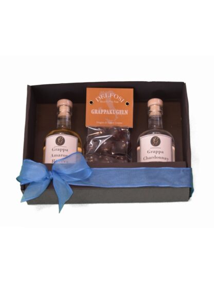 Geschenk-Set "Zweierlei Grappa mit Schokolade"